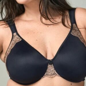 Wonderbra Plus Style No Poke Underwire Bra Black Lace 46D